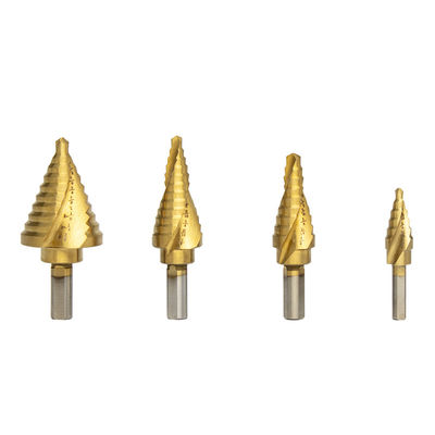 TIN Coated 13mm HSS Drill Bit Spiral Fluted Step Untuk Pengeboran Kayu